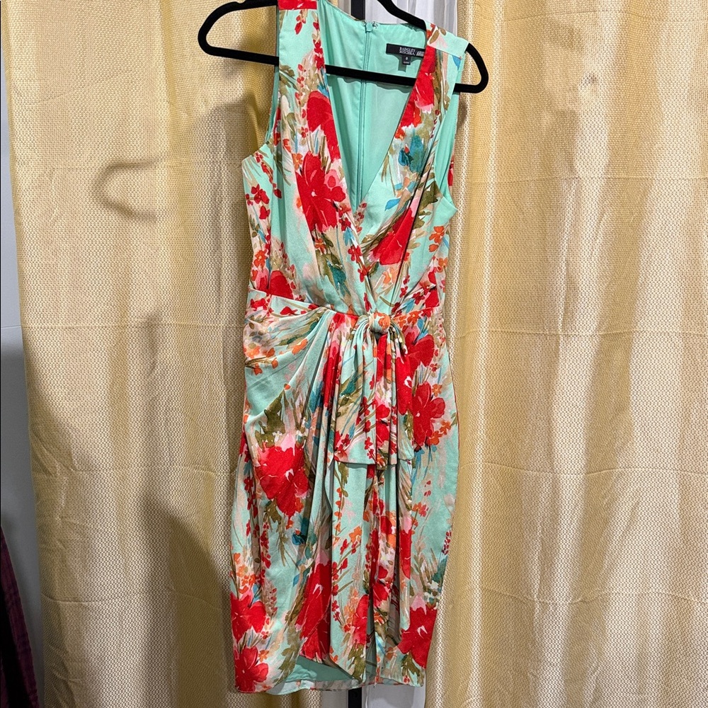 Badgley Mischka Floral Print Midi Dress - Red and Green